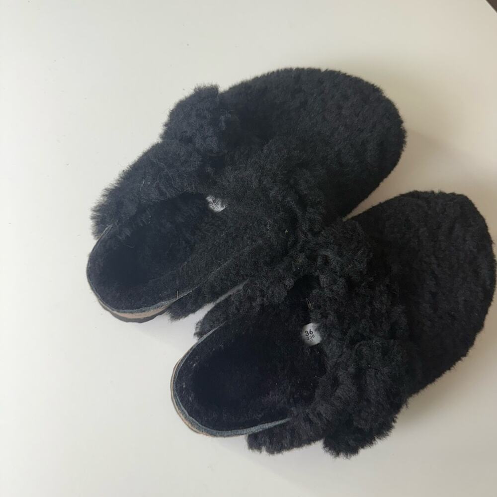 Birkenstock Boston Big Buckle Shearling Teddy Clog in Black 5 - Picture 5 of 8